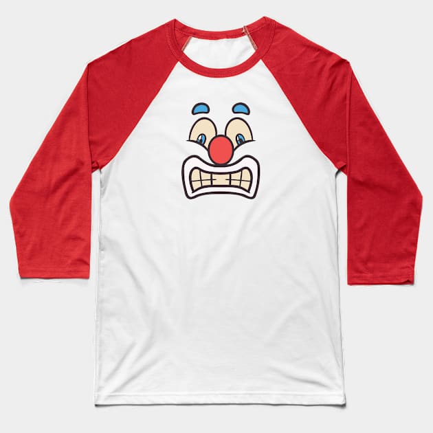 Funny Clown Face Cartoon Illustration Baseball T-Shirt by unlesssla